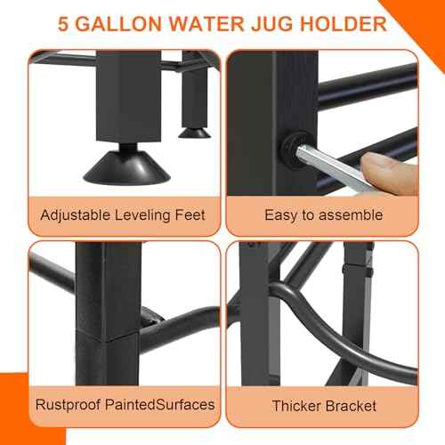 5 Gallon Water Bottle Holder for 8 Bottles, 4 Tiers Double Row Water Jug Holder, Detachable Heavy Duty Water Jug Stand, Water Jug Rack for Office, Kitchen, Garages, Restaurant, and Gym