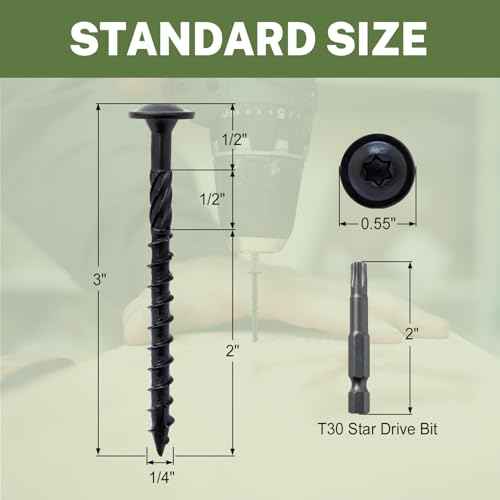 LIONMAX Lag Screws 3 Inch, Structural Wood Screw #14 x 3, 300-PCS Heavy Duty Construction Screw, Rust Resistant, Washer Head, Black Coated Exterior Wood/Lag/Timber Screws, Star Drive with Bit