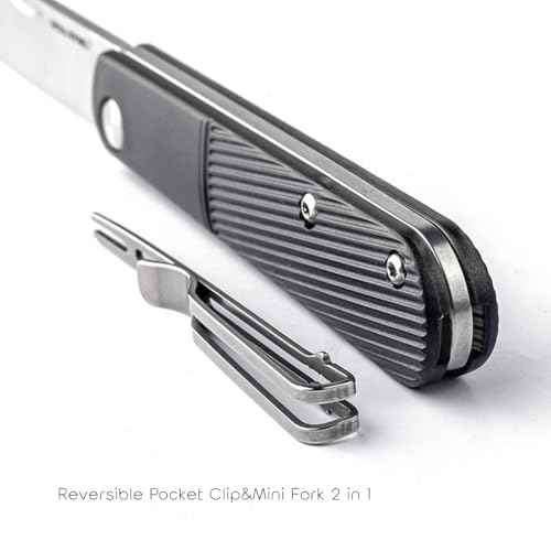 REALSTEEL Real Barlow RB-1 Pocket Knife,Folding Knives,Detachable Fork Clip,2.87" 12C27 Steel Satin Blade,1.5oz,Slipjoint,Nail Nick,EDC Indoor,Daily Use,Gift for Men Women(Black Clip Point)