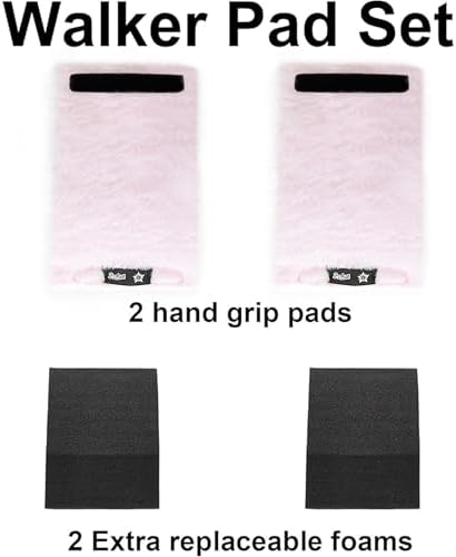 SPRING SEAON Walker Hand Pads Fluffy Walker Handle Cushions Non-Slip Universal Walker Grips Padded Hand Covers Soft Pads for Walkers for Seniors Walker Pads for Handles Folding Rolling Wheelchair, Rollator Handle, Elderly Grippers 2 Pack