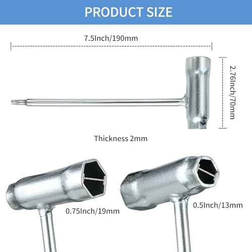 Combination Wrench 19mm x 13mm (3/4" x 1/2"), T-Wrench and T27 Torx Screwdriver Combination Chainsaw Tool, Fit for Stihl TS350, TS350AVE, TS360, TS400, TS460, TS700 and TS800 Cutquik Saws