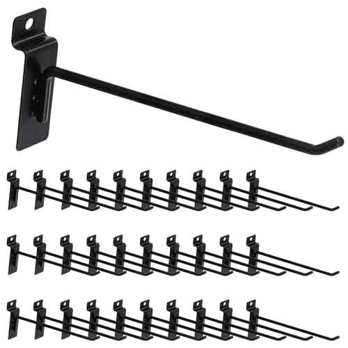 30Pcs 8 Inch/20CM Silver Slatwall Panel Hooks, Heavy Duty Slat Wall Hanging Display Hooks Pegboard Metal Hanger Hook for Gridwall Garage Shop Retail (Wire Diameter 5.6mm/ 0.22¡±)