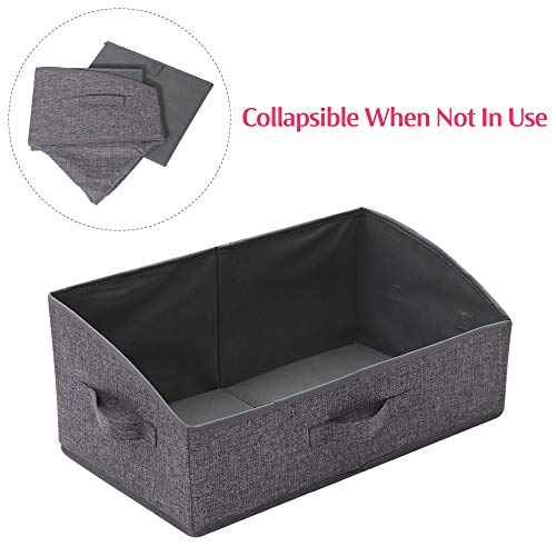 4 Pack Trapezoid Large Foldable Closet Storage Bins with Handle, Fabric Storage Organizer Cube Cloth Containers Linen Box Shelf Baskets for Clothes Clothing Shelves Wardrobe
