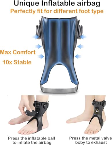 AFO Drop Foot Brace, Upgraded Medical Foot Up Ankle Foot Orthosis Support with Inflatable Airbag for Hemiplegia Stroke Shoes Walking Foot Stabilizer (Left, S)