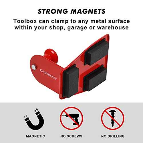 CASOMAN 4PCS Red Magnetic Toolbox Shelf, Tray, Paper Towel Holder, Variety of Use, Durable, Magnets Any Metal Surface