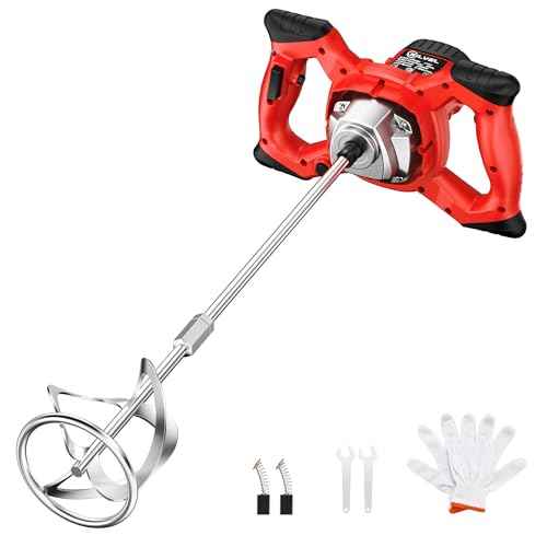 SILVEL Cement Mixer, Max 2400W Electric Concrete Mixer with 6 Adjustable Speeds, Portable Mortar Mixer, 110V Handheld Mud Mixer for Mixing Mortar, Paint, Slurry, Gypsum, Sheetrock, Feeding