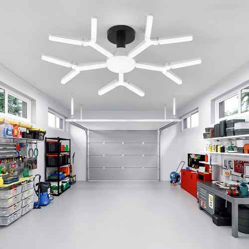 2 Pack Garage Light Super Bright 6500K LED Ceiling Lamp Deformable Screw in E26/E27 Shop Light for Workshop Basement Attic Warehouse