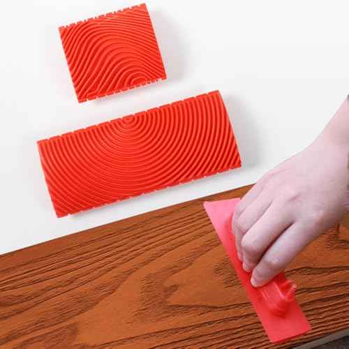 4Pcs Wood Grain Tool, Wood Graining Painting Tool, Texture Pattern Paint Roller Tool, Rubber Empaistic Graining Tool, Natural Wood Grain Making Tool for DIY Wall Room Art Decoration