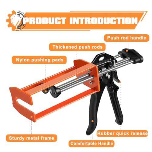 Epoxy Gun Dual Cartridge 200 ml / 215 ml (1:1 & 2:1), Manual 2 Part Epoxy Gun for Panel Bonding Adhesive, Fillers, Structural Epoxy, Plastic & Fiberglass Repair