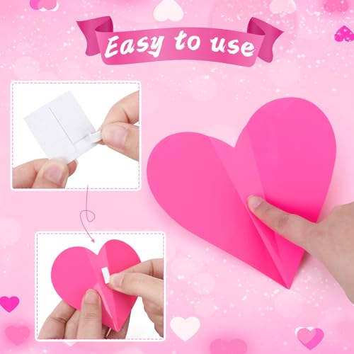 NOVWANG 120 PCS Valentines Day Wall Decorations, 3D Heart Red Rose Pink Valentine Wall Stickers Wall Decals, for Wedding Anniversary Party Bedroom Home Office Nursery Elementary Classroom Decor