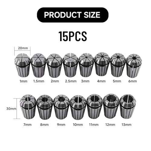 15pcs ER20 Collet Set 1mm-13mm Metric Collets, Steel ER20 Spring Collet Set for CNC Milling Lathe Tool Workholding Engraving Machine