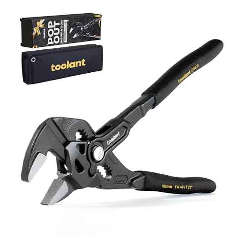 toolant 7-Inch Black Gold Adjustable Plier Wrench, CR-V Steel Smooth Parallel Jaws with Pouch ? Suitable for Nuts, Pipes, Plumbing, Auto & Repairs, Suitable Gift for DIYers