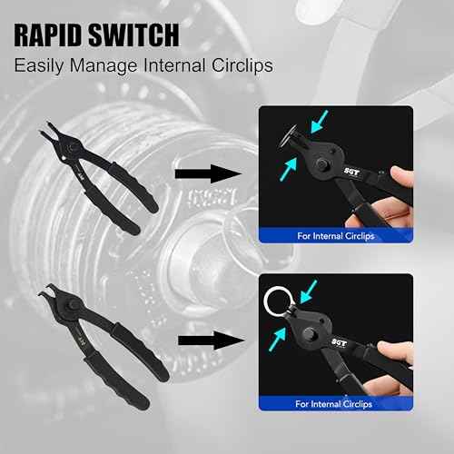 SGT Snap Ring Pliers Set,10 Pcs Internal & External Circlip Pliers With Bent & Straight Pliers,Heavy Duty Removal Tool,Include Hook, Pick,Storage Case and Gloves