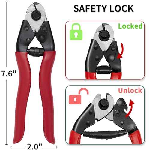 Steel DN Mate 7.6" Steel Wire Cutter, Cut All Wires Up to 5/32", Wire Rope Cutter, Cut Steel Cable, Aircraft Cable, Wire Seals, Bike Cable, Aluminum/Copper Wire, Fence Cable, One-Hand Operate CC-11