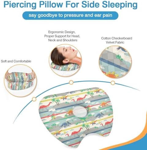 Ear Piercing Pillow for Side Sleepers with Washable Cover Pillows with Holes for Ear Pain,Donut Pillow for Adults CNH Ear Pain Relief Pressure Sores Ear Pillow with Hole in Center