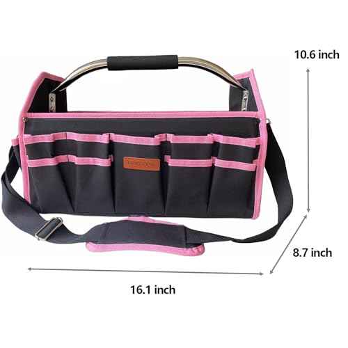 Pink Tool Bag for Women, Pink Tool Box for Women, Ladies Tool Tote Bag with Handle, Bolso De Herramientas, Womens Tool Bag with 21 External Pockets, Tool Bags for Women Ladder Tool Caddy