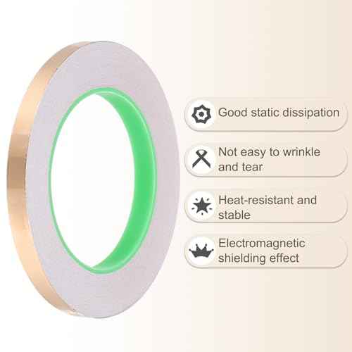 PATIKIL 36 Yard 3/8 Inch Copper Foil Tape,1 Roll Copper Tape with Conductive Stained Glass Foil Tool with Scraper for Stained Tools DIY Crafting