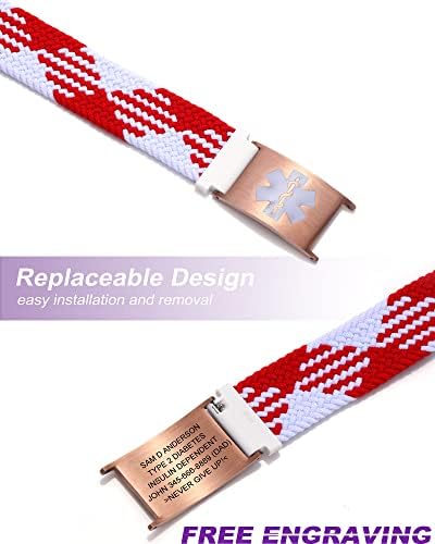 Personalized Sport Medical Alert Bracelets for Women Men - Custom Medical ID Bracelets with Free Engraving - Hook and Loop/Elastic/Stainless Steel/Silicone Watch Wristband Emergency Bracelet