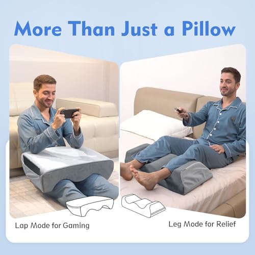 Vekkia Lightweight Lap Desk Pillow for Reading,Gaming,Crocheting, Leg Pillow for Bed, Couch & Floor – Arm Support for Adults,Washable Cover, Storage Pockets
