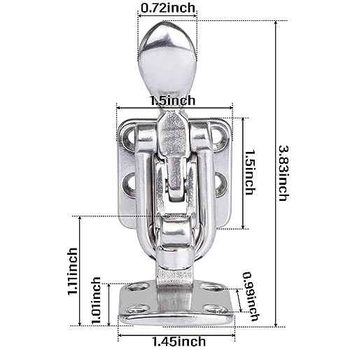 NovelBee 2pcs Stainless Steel Hold Down 90 Degree Clamp Locking Cam Latches,Anti-Rattle Latch Hasp for Boat Marine RV Caravan