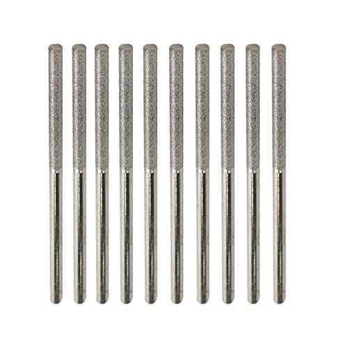 Diamond Burr Bits Cylinder Shape Carving Bits 1/8" Head Dia 1/8" Shank Dia Grinding Burr for Stone, Glass, Ceramic -10pcs