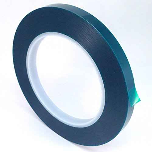 3/8" Wide High Temp Masking Tape for Powder Coating, Custom Painting, Hydrodip, Sublimation - Green Polyester Silicone Adhesive