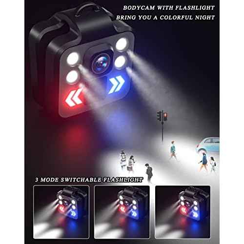 Body Camera with Audio & Video Recording - 1080P Mini Small Portable Sport 64G Cam Recorder - Flashlight Headlamp Waterproof Cam- for Child Pet Home Outdoor Fishing Camping (With Magnetic Lanyard)