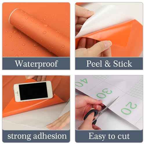 Orange Peel and Stick Wallpaper, 15.7 X 78.7 inches Renter Friendly Wallpaper, Vinyl PVC Removable Wall Paper, Self-Adhesive Wall Sticker Decoration for Counter Furniture Cabinet and Room