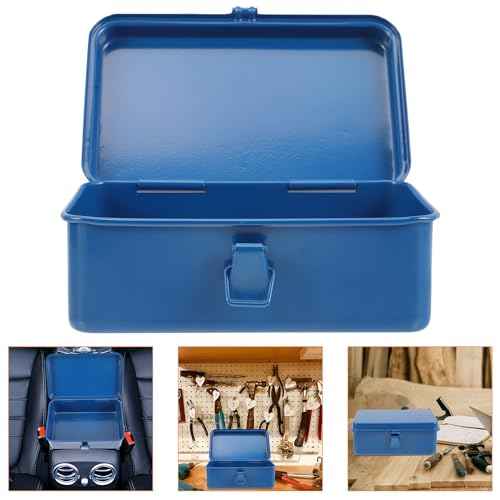 DOITOOL Small Tool Box - Metallic Tool Storage Case with Organizer for Car/Home Tools, Nails & Pins