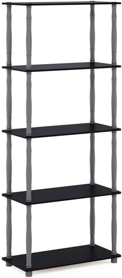 Furinno Turn-N-Tube 5-Tier Multipurpose Shelf / Display Rack / Storage Shelf / Bookshelf, Classic Tubes, Black/Grey