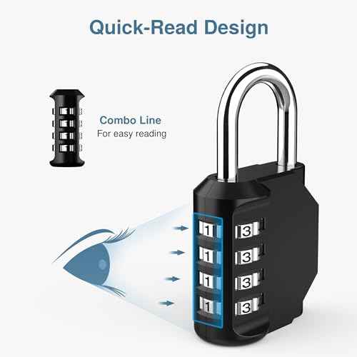 Puroma 10 Pack Combination Lock for Locker 4 Digit Outdoor Waterproof Padlock for School, Gym, Sports, Fence, Toolbox, Gate, Case, Outdoor, Hasp Storage, Cabinets (Black)