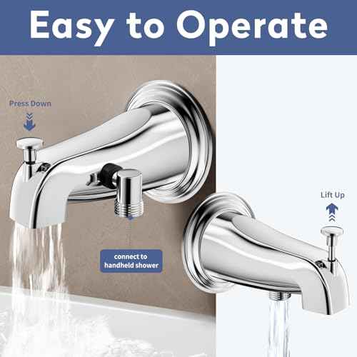 SINGSUO Bathtub Faucet with Sprayer, Filtered Shower Head Attaches to Tub Faucet, Metal Tub Tap with Sprayer, Bathtub Shower Attachment with 3 Adapters, 3-Mode Shower Head with ON/OFF Button (Chrome)