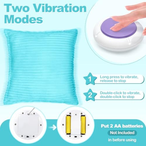 Subao 12" Vibrating Toddler Pillow with Two Textures, Sensory Toys for Kids with Autism, ADHD, Birthday & Xmas Gift for Boys & Girls Aged 4-10, Blue