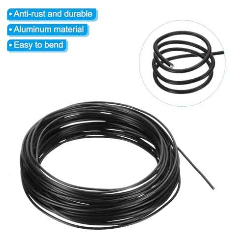 PATIKIL 1.5mm Bonsai Training Wire, 1 Roll Floral Wire Stems Anodized Aluminum Tree Wire 32.8 Feet Total for Gardening Branch Fixing, Black