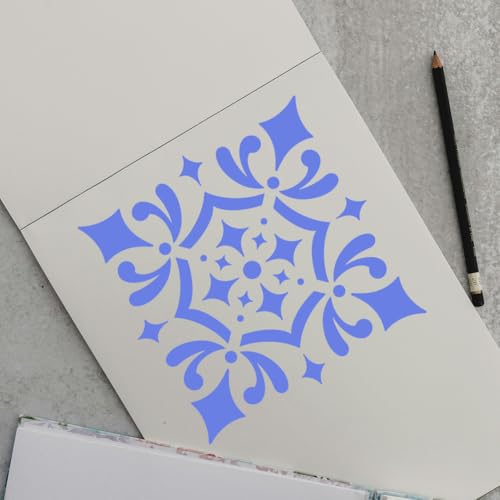 4Pcs Tile Stencils for Painting Floor DIY Crafts Reusable Plastic Stencils for Painting on Wood Wall Fabric Canvas Furniture