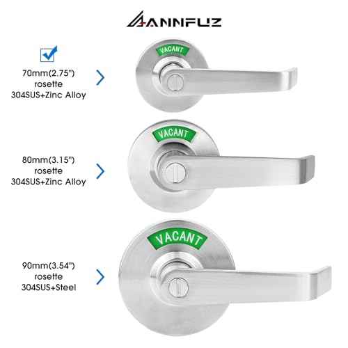 Privacy Keyless Door Handle Lock with in-Use Vacant Indicator for Men/Women Restrooms,Commercial Grade,Vacancy Occupied Sign Bathroom Lever Door Lock,Perfect for Public Washrooms,Satin Nickel