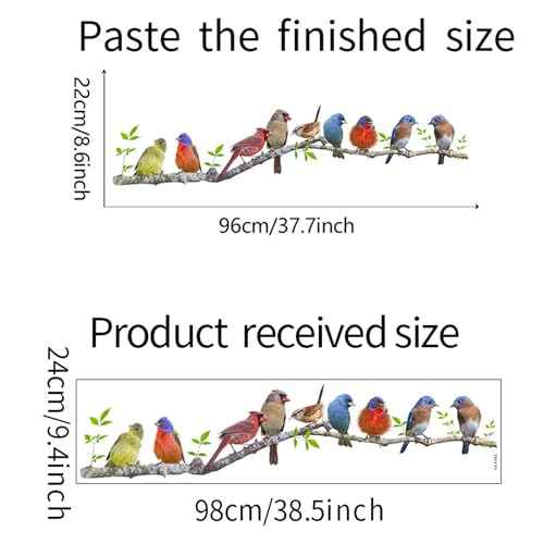 Bird On Branch Wall Decals,Removable Creative Bird Wall Stickers,DIY Vinyl Art Murals for Boys Girls Kids Bedroom Living Room Nursery Decoration (F483)