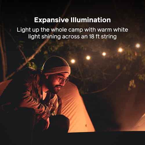 BioLite Solar String Rechargeable, Solar String Lights for Camping, Patio, and Travel, 18-Foot, Warm White