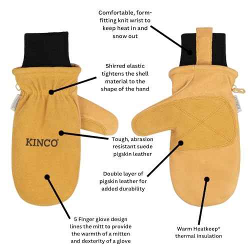 Kinco, KIN-901T, Premium Leather Work and Ski Mitt with Nikwax Waterproof Wax, Apparel Gloves