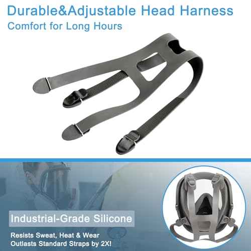 2 Pcs Replacement Head Harness Straps for Full Face Respirators Mask, Compatible with 3M Full Facepieces 6000 Series - 51131370055 - Size 6897/37005