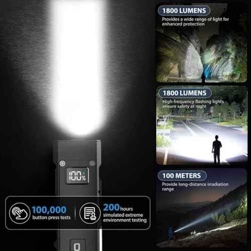 Feki Yigo G02 EDC Rechargeable Flat Flashlight 1800 Lumens White LED/UV/RGB Signaling Flashlights, Waterproof Magnetic Clip on Flashlight for Outdoor Home Emergencies, Camping Essentials(Orange)