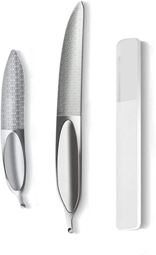 3 Pack Stainless Steel Nail Files Fingernail Files Set with Czech Glass Nail Files Crystal Glass Fingernail File Double Sided Metal Nail File for Fingernails Filing Shaping Toenails Smoothing