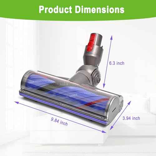Upgrade Anti-Tangle Replacement Vacuum Head for Dyson V7,V8, Cyclone V10,V11,V15 Cordless Vacuum Cleaner Quick Release Motor-Head Brush Roller, for Thin Carpets, Hardwood Floor
