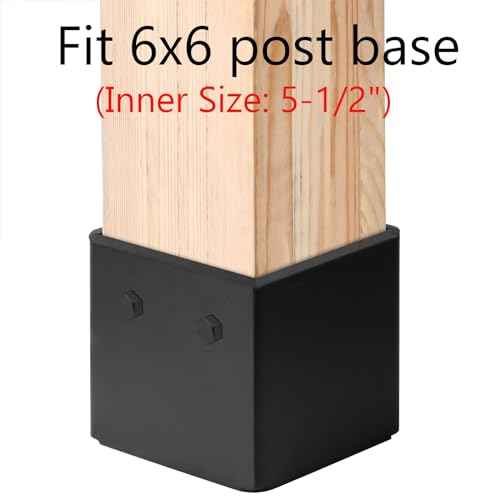 2 PCS 6x6 Post Base, Heavy Duty Steel Fence Post Base, Anchor Deck Supports Porch Railing Holders, Inner Size 5-1/2", Thickness 5/32"(8 Gauge)