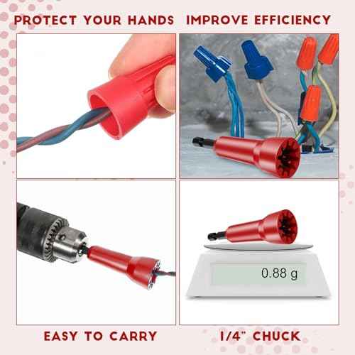 Wire Twister Tool, Twist Wire Connector Socket, Driver with 1/4" Chuck for electricians(2 Pack-red)