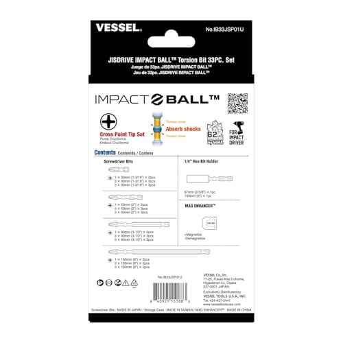 VESSEL JISDRIVE Impact Ball Torsion Bit 33PC. Set, No. IB33JSP01U Made in Japan (Cross Point Tip Set)