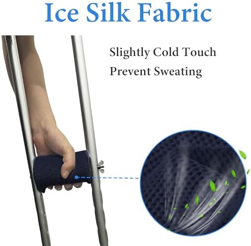 SPRING SEAON Crutches Padding Ice Silk Waffle Pattern Universal Crutch Pads for Armpits and Hand Grips Pads for Crutches Underarm Crutch Cushions Crutch Covers Pillows Crutch Accessories (Navy Blue)