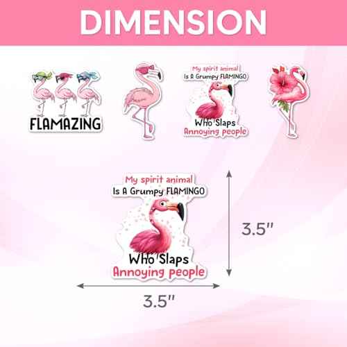 Pack 9 Pcs Flamingo Sticker for Cars Vehicles Trucks Laptops Window Helmets Funny Sayings Bumper Stickers Waterproof Removable Vinyl Wall Decals Car Exterior Laptop Accessories