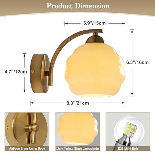 Mid Century Modern Gold Wall Sconce Glass Sconces Wall Lighting Bathroom Vanity Light Fixtures Globe Wall Lamp Bedroom Wall Lights for Living Room Bedroom Hallway Foyer