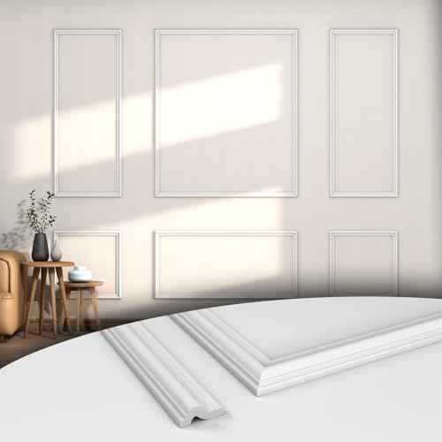 COUKIU 6 Sets Pre-Cut Wall Molding kit,Ready to Assemble Accent Molding Wainscoting Panels for Interior Walls Home Decor£¨6 Frames£¬Style2)